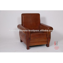 Leather single seater brown living room sofa